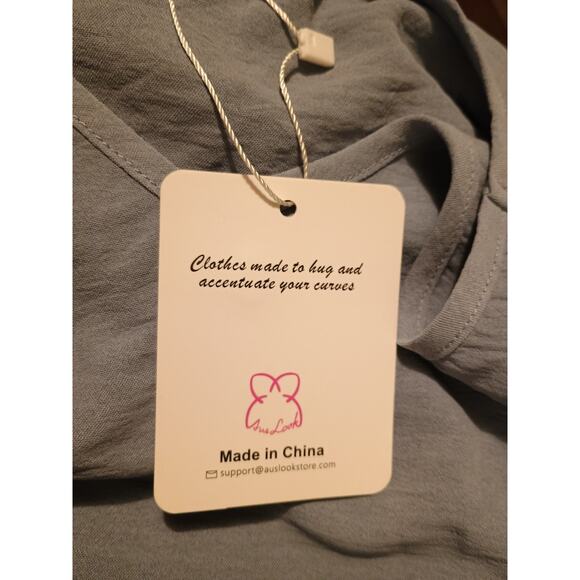 Auslook Women's Plus Blue Babydoll V-neck Crepe Short Sleeve Tunic Top Size 3X - Picture 7 of 10